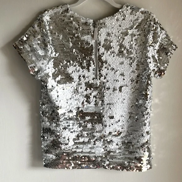 White/Silver flip sequin *everything* top - Picture 2 of 4